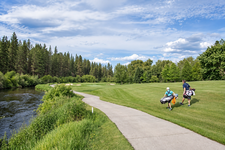 Kalispel Golf and Country Club riverside fairway — AI-enhanced operator photograph